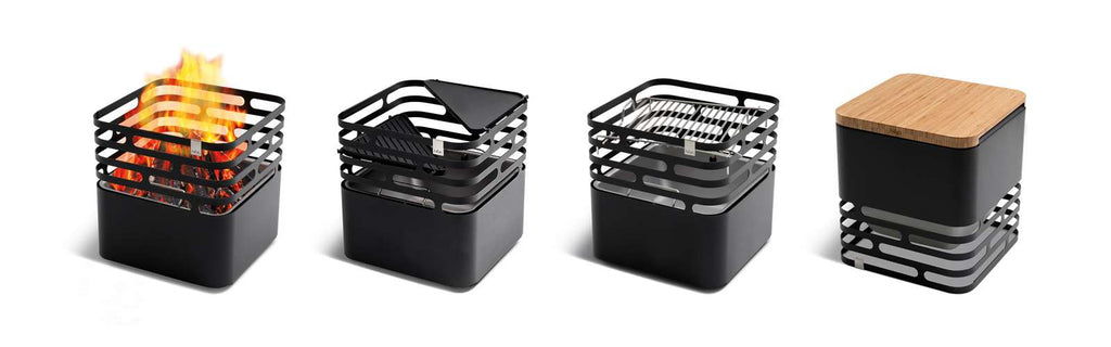 Dekplank bamboe voor vuurkorf Cube, bruin, 42 x 42 x 3 cm, als bijzettafel, kruk of serveerplank