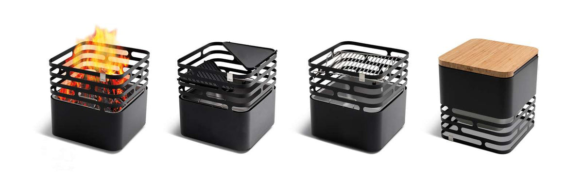 Dekplank bamboe voor vuurkorf Cube, bruin, 42 x 42 x 3 cm, als bijzettafel, kruk of serveerplank