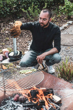 Grillrooster met houder roestvrij staal rond Triple vuurschaal accessoire Ø 55 cm voor tuin