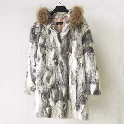 Hooded Winter Parka with Fur Collar - Long Winter Jacket for Women