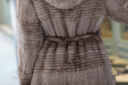 Women's Hooded Coat, Fur Effect, Button Closure, Hip Length