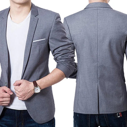 Men's Blazer Slim Fit Modern Business Casual Jacket – Elegant Suit for Office & Everyday Use