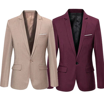 Men's Blazer Slim Fit Modern Business Casual Jacket – Elegant Suit for Office & Everyday Use