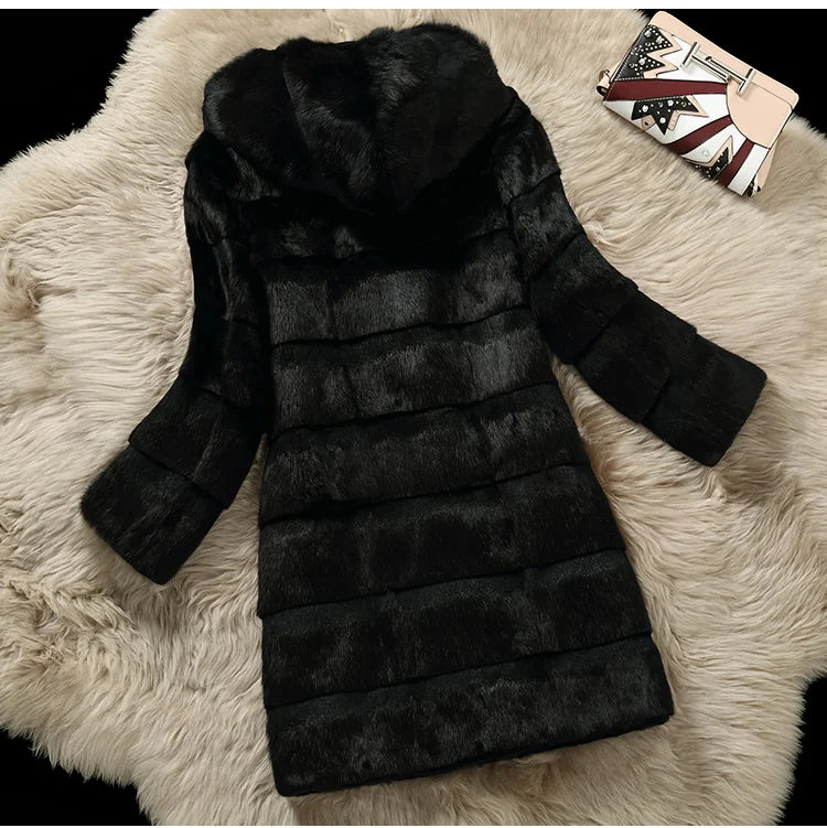 Women's Hooded Coat, Black, Made of Soft Material