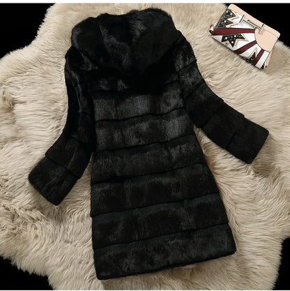 Women's Hooded Coat, Black, Made of Soft Material