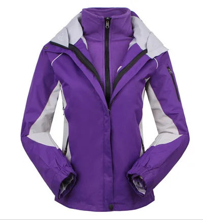 Damen 3-in-1 Funktionsjacke mit Fleece Innenjacke & Kapuze - Outdoor Wanderjacke