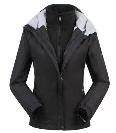 Damen 3-in-1 Funktionsjacke mit Fleece Innenjacke & Kapuze - Outdoor Wanderjacke
