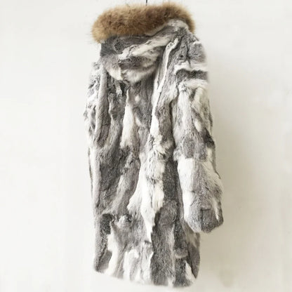 Hooded Winter Parka with Fur Collar - Long Winter Jacket for Women