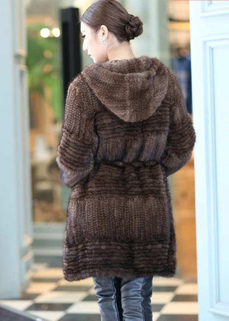 Women's Hooded Coat, Fur Effect, Button Closure, Hip Length