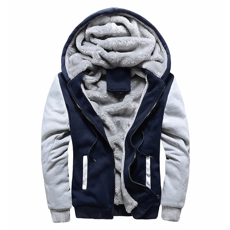 Lined men's hoodie jacket with zip closure and pockets