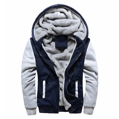 Lined men's hoodie jacket with zip closure and pockets