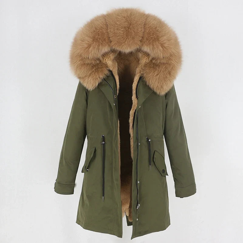 Men's parka with hood and fur collar, lined