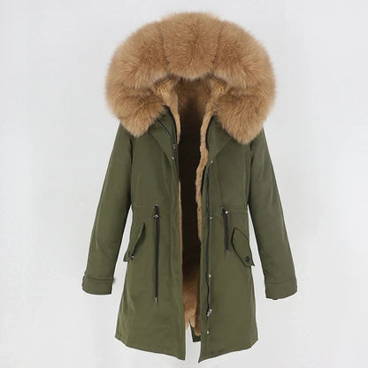 Men's parka with hood and fur collar, lined