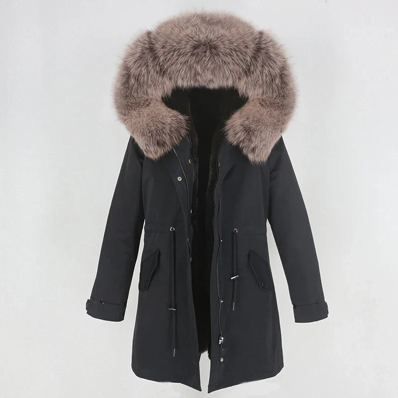 Men's parka with hood and fur collar, lined