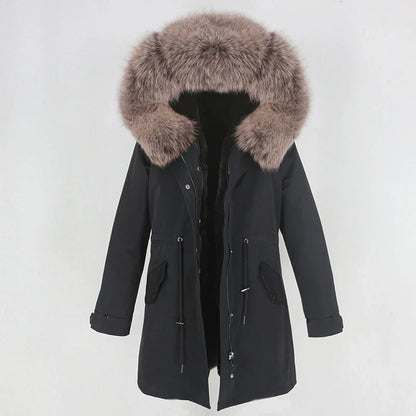 Men's parka with hood and fur collar, lined