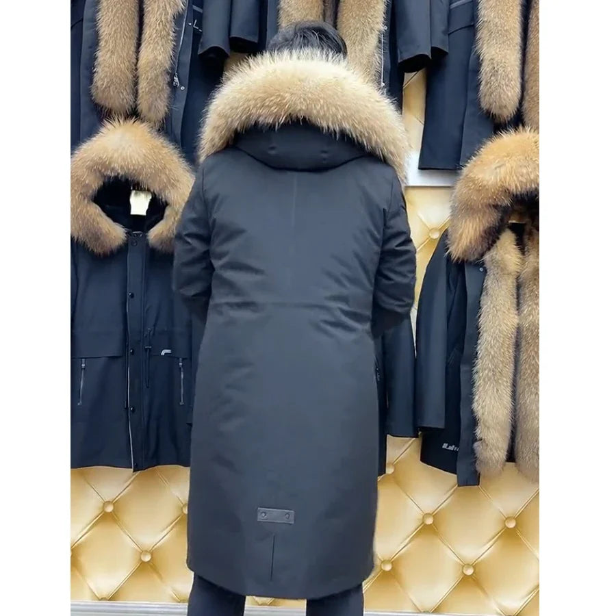 Men's winter parka with fur trim and fur lining