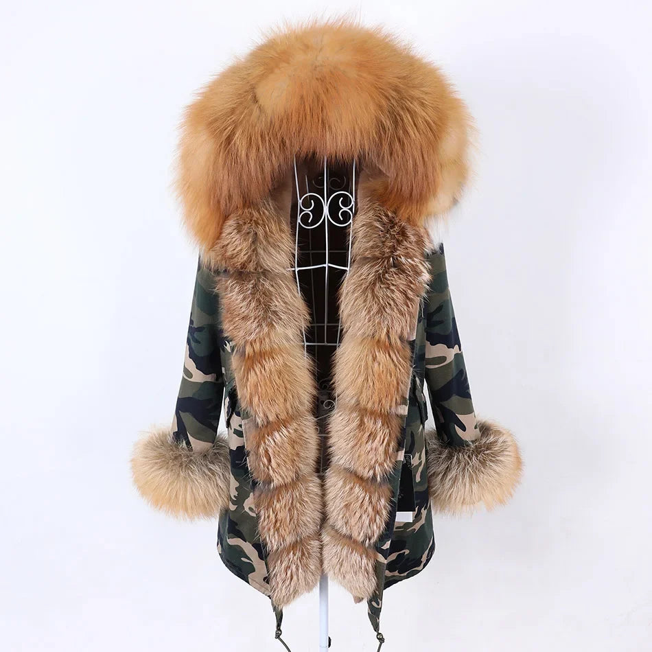 Damen Winter Parka mit abnehmbarem Fellbesatz und Kapuze