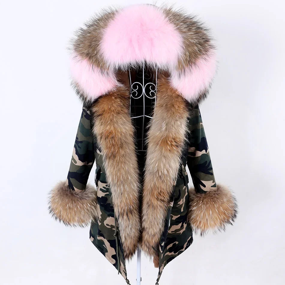 Damen Winter Parka mit abnehmbarem Fellbesatz und Kapuze