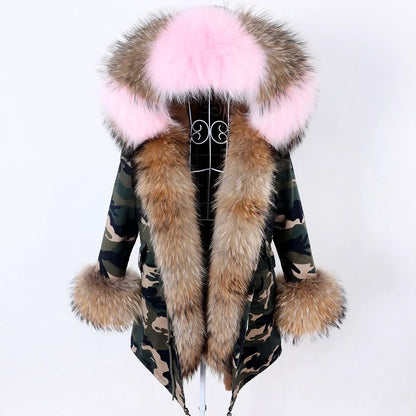 Damen Winter Parka mit abnehmbarem Fellbesatz und Kapuze