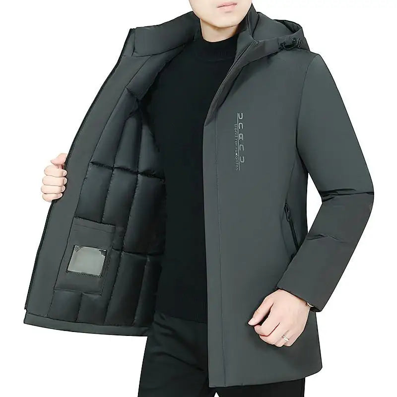 Herren Winterjacke mit Kapuze Gefüttert Kurzmantel