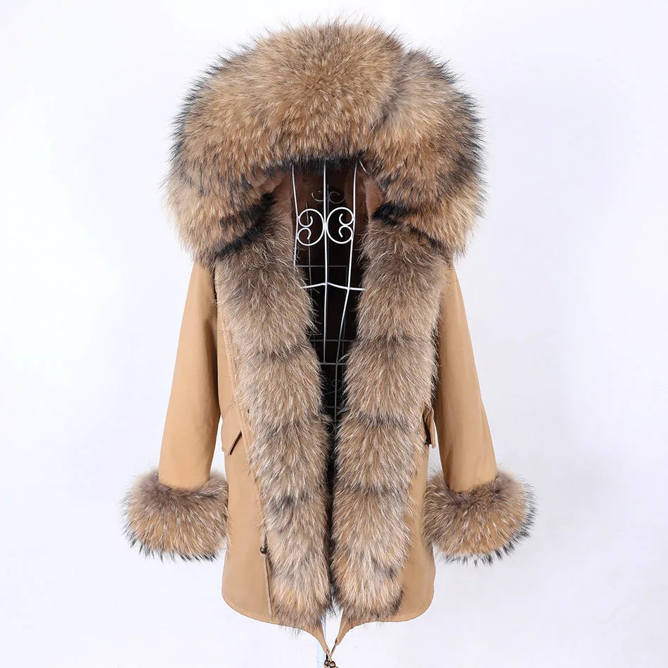 Damen Winter Parka mit abnehmbarem Fellbesatz und Kapuze