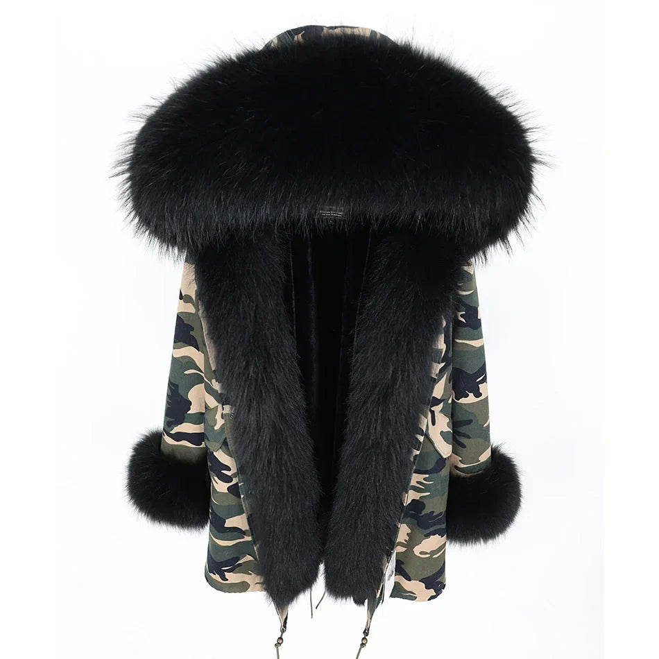Damen Winter Parka mit abnehmbarem Fellbesatz und Kapuze