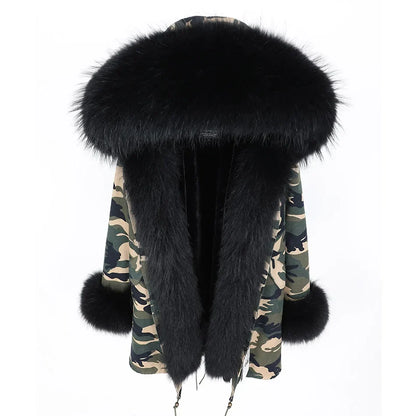 Damen Winter Parka mit abnehmbarem Fellbesatz und Kapuze