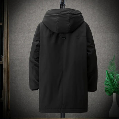 Men's Winter Parka with Hood and Zipper, Long Winter Jacket