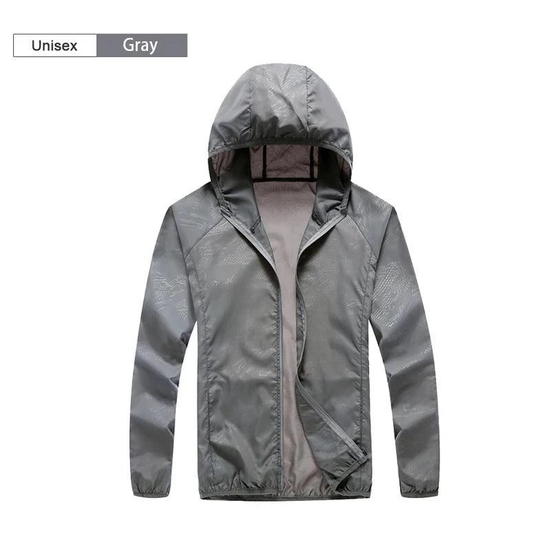 Lightweight hooded windbreaker jacket with zipper & sun protection for outdoor activities