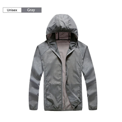 Lightweight hooded windbreaker jacket with zipper & sun protection for outdoor activities