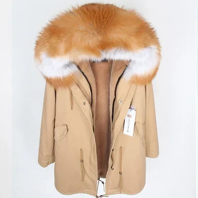 Women's Winter Parka with Large Faux Fur Collar & Warm Lining