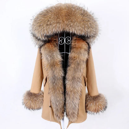 Damen Winter Parka mit abnehmbarem Fellbesatz und Kapuze