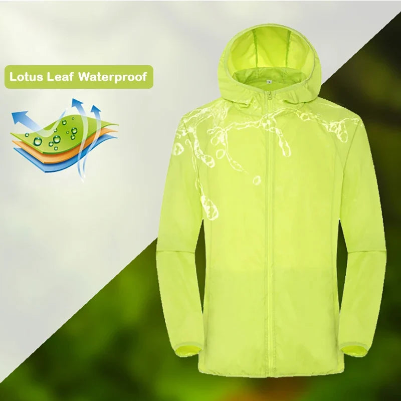Lightweight hooded windbreaker jacket with zipper & sun protection for outdoor activities