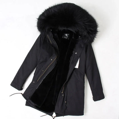 Women's Winter Parka with Large Faux Fur Collar & Warm Lining