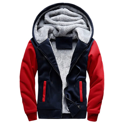 Lined men's hoodie jacket with zip closure and pockets