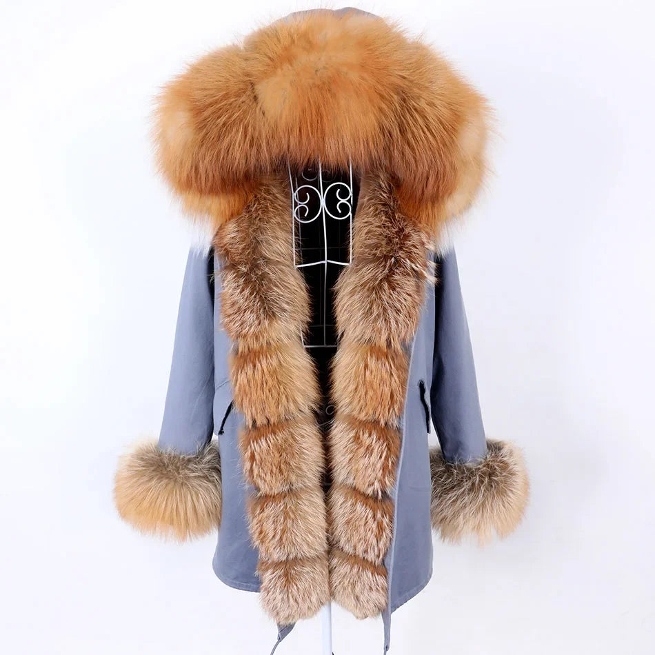 Damen Winter Parka mit abnehmbarem Fellbesatz und Kapuze