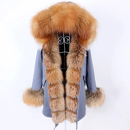 Damen Winter Parka mit abnehmbarem Fellbesatz und Kapuze