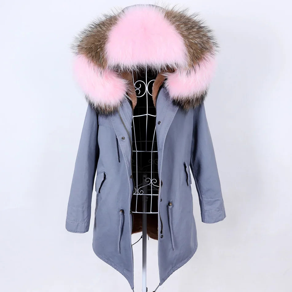 Damen Winter Parka mit abnehmbarem Fellbesatz und Kapuze