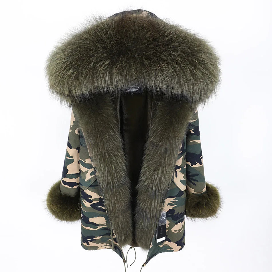 Damen Winter Parka mit abnehmbarem Fellbesatz und Kapuze