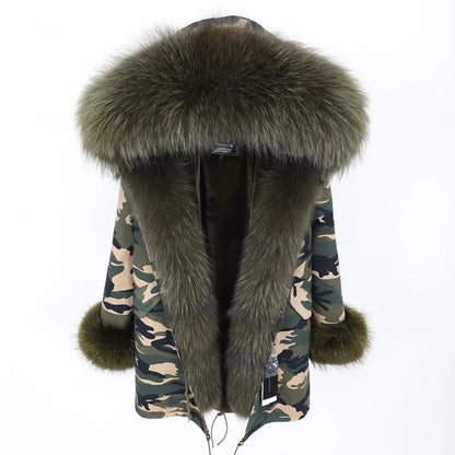 Damen Winter Parka mit abnehmbarem Fellbesatz und Kapuze