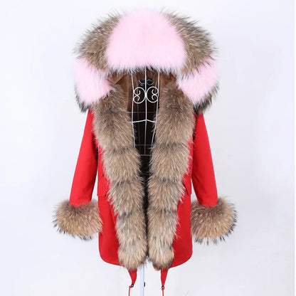 Damen Winter Parka mit abnehmbarem Fellbesatz und Kapuze