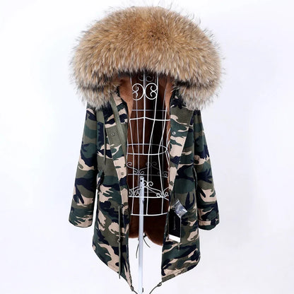 Damen Winter Parka mit abnehmbarem Fellbesatz und Kapuze