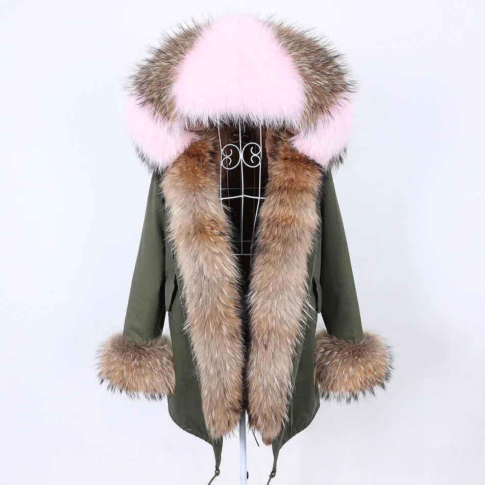 Damen Winter Parka mit abnehmbarem Fellbesatz und Kapuze