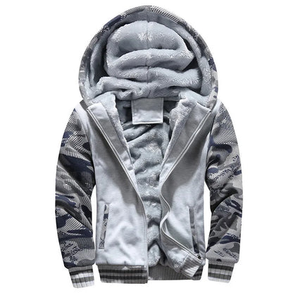 Lined men's hoodie jacket with zip closure and pockets