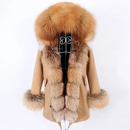 Damen Winter Parka mit abnehmbarem Fellbesatz und Kapuze