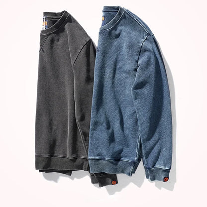 Unisex Sweatshirt Rundhalsausschnitt Langarm Baumwoll-Optik Gewaschen