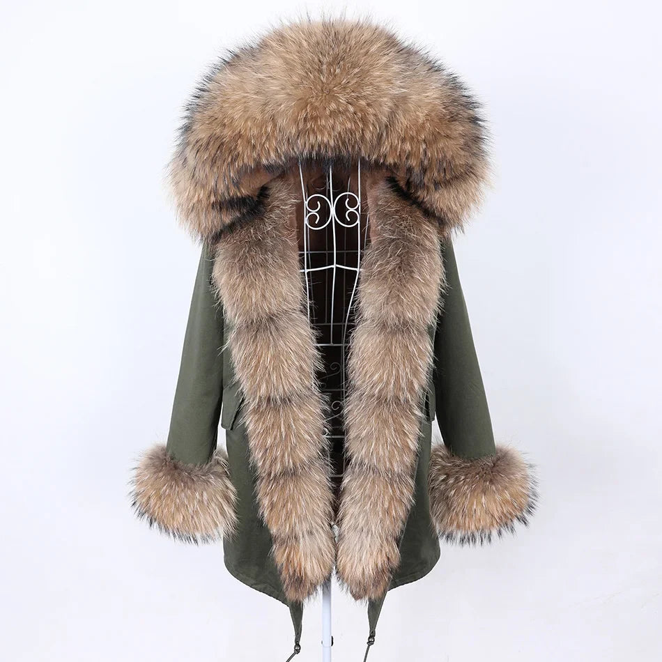 Damen Winter Parka mit abnehmbarem Fellbesatz und Kapuze