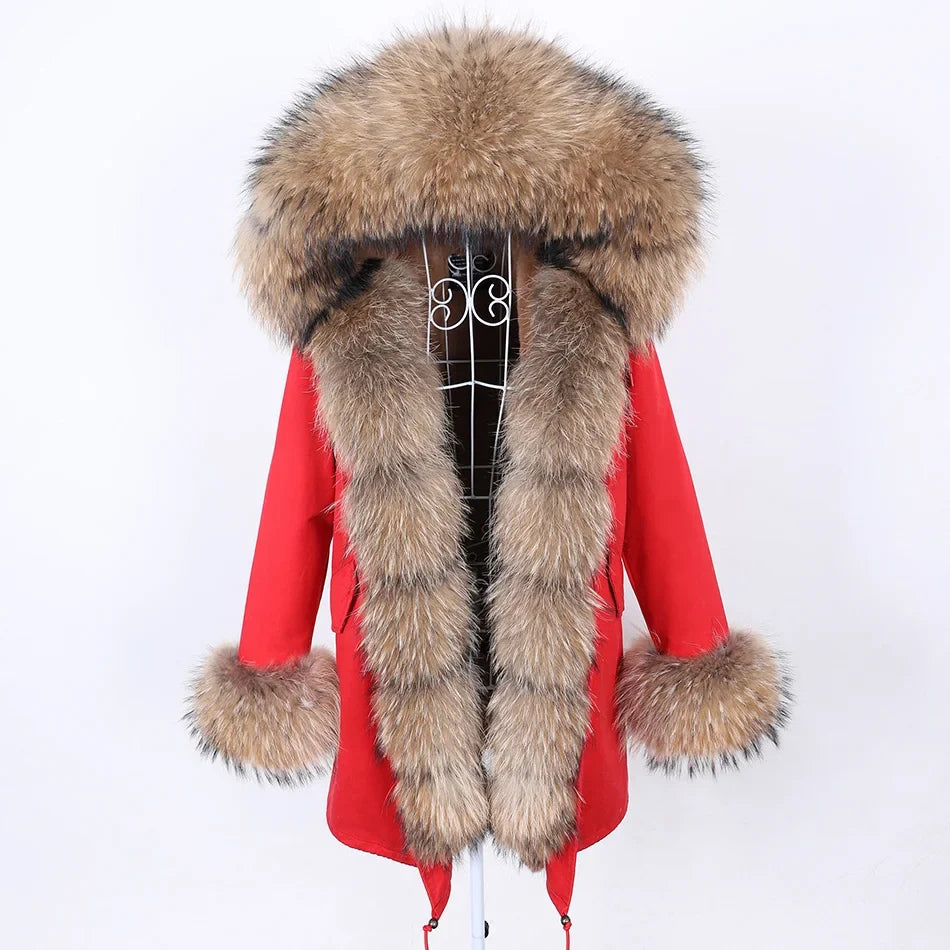 Damen Winter Parka mit abnehmbarem Fellbesatz und Kapuze