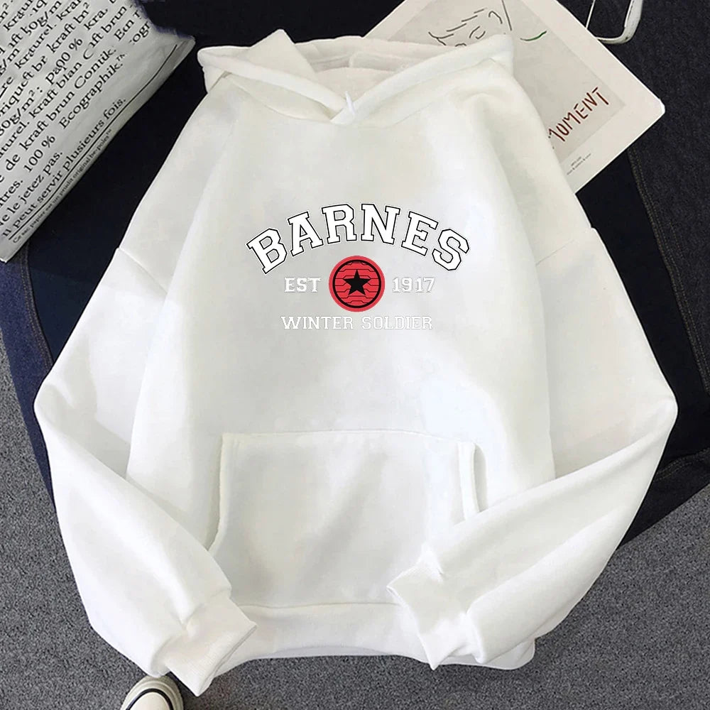 Unisex Kapuzenpullover mit „BARNES WINTER SOLDIER“ Print, Kängurutasche und Kordelzug