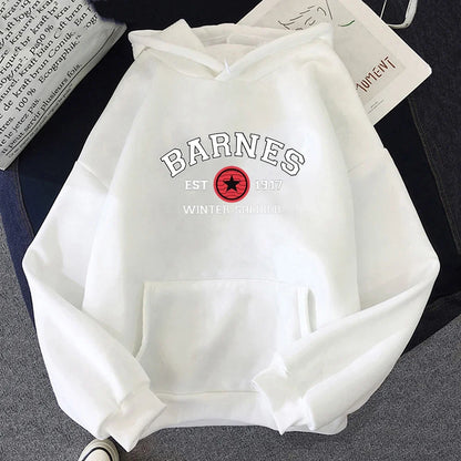 Unisex Kapuzenpullover mit „BARNES WINTER SOLDIER“ Print, Kängurutasche und Kordelzug
